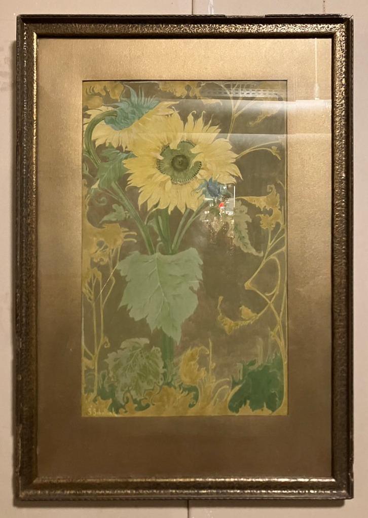 Aquarel Jugendstil Sam Schellink Rozenburg, Antiek en Kunst, Kunst | Schilderijen | Klassiek, Ophalen