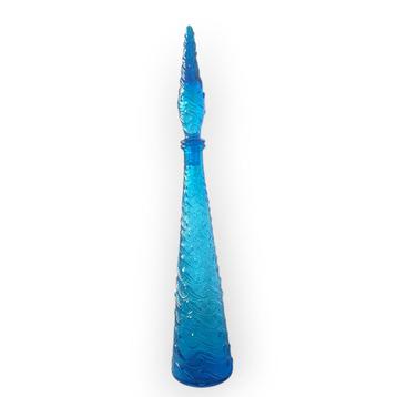 Vintage blauwe genie bottle Empoli golven patroon h 58 cm  beschikbaar voor biedingen
