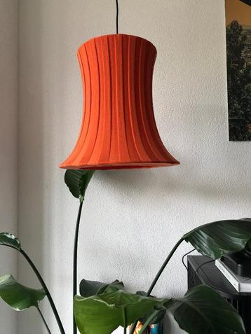 Vintage stoffen hanglamp jaren 50 oranje 