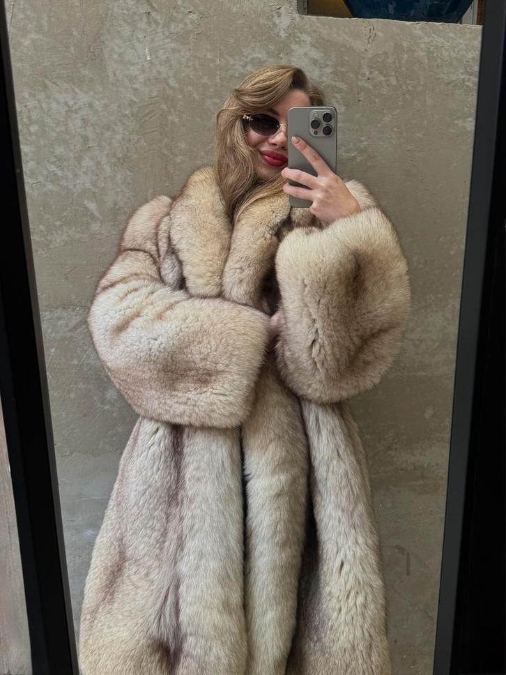 Groenlandse Vossenbontjas Zeldzaam️, Kleding | Dames, Jassen | Winter, Gedragen, Maat 38/40 (M), Wit, Ophalen of Verzenden