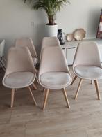 6 velvet stoelen in champagnekleur., Ophalen, Gebruikt, Overige kleuren, Hip