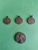 Legpenning Wilhelmina 1923 plus 3 draagpenningen, Postzegels en Munten, Penningen en Medailles, Ophalen of Verzenden, Brons