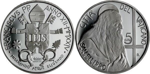 5 Euro Vaticaan 2024 PROOF - 12 Apostelen - Sint Philip, Postzegels en Munten, Munten | Europa | Euromunten, Losse munt, 5 euro