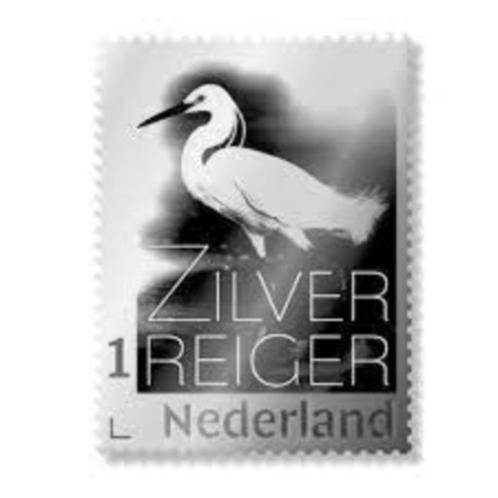 Zilveren postzegel Zilverreiger, Postzegels en Munten, Postzegels | Nederland, Ophalen of Verzenden