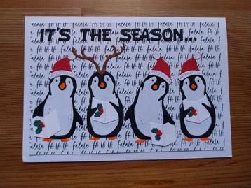 Zelfgemaakte Kerstkaart met Pinguïns beschikbaar voor biedingen