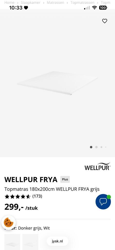 Wellpur Frya Topmatras - Comfort en ondersteuning, Huis en Inrichting, Slaapkamer | Bedden, Zo goed als nieuw, Tweepersoons, Hout