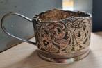 Silver plated Engelse theeglashouder mooi gedecoreerd, Ophalen of Verzenden