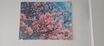 Nieuw in doos,  2x Wand decor,  roze bloesem op plexiglas, Verzenden, Nieuw, Schilderij, Minder dan 50 cm