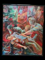 Fraai schilderij op doek met heroïsche voorstelling, Antiek en Kunst, Kunst | Schilderijen | Klassiek, Ophalen of Verzenden