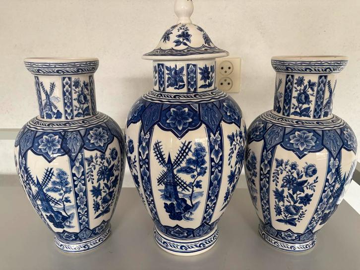 Delfts Blauw Vazen Set, Antiek en Kunst, Antiek | Vazen, Ophalen