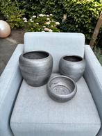 Set van 3 grijze bloempotten, Ophalen, Halfschaduw, Minder dan 100 cm
