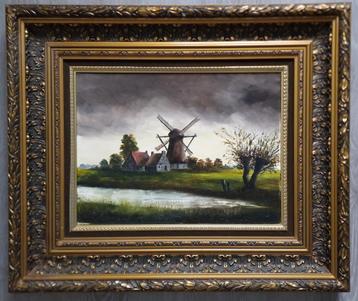 Klassiek schilderij Landschap met Windmolen