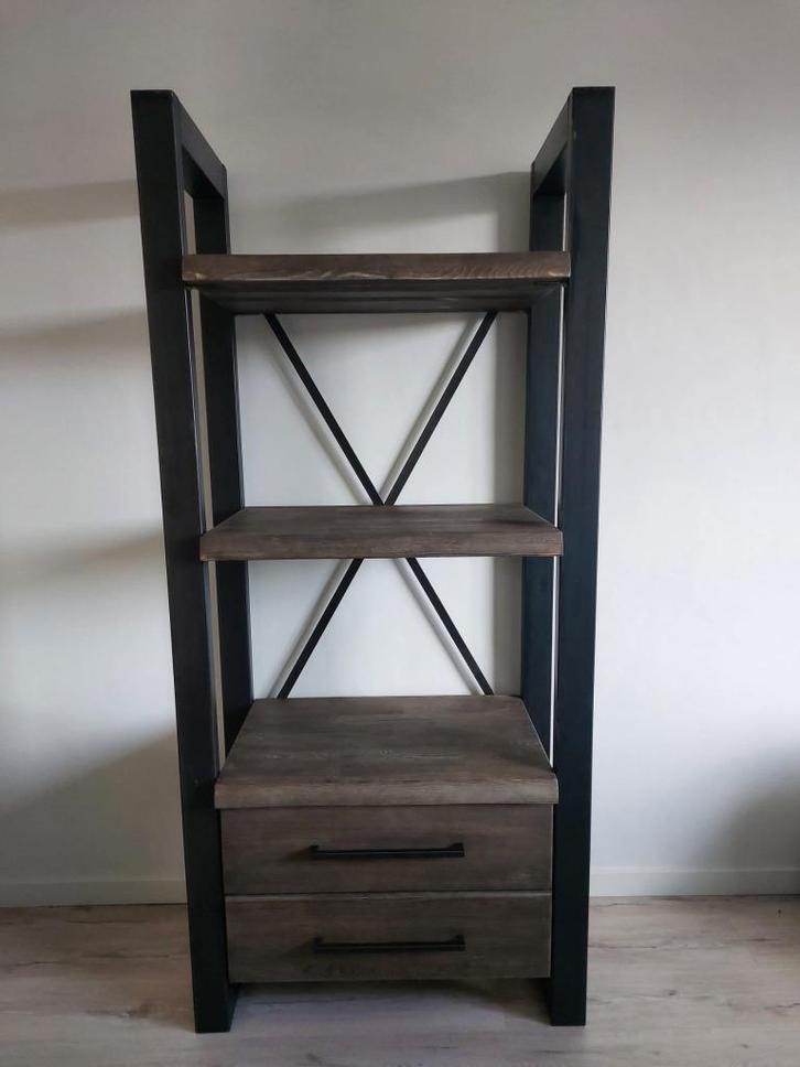 Hoge kast met planken en lades, Huis en Inrichting, Kasten | Boekenkasten, Zo goed als nieuw, 50 tot 100 cm, 200 cm of meer, 25 tot 50 cm