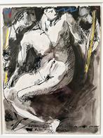 Aquarel met een naakte man, Ophalen of Verzenden