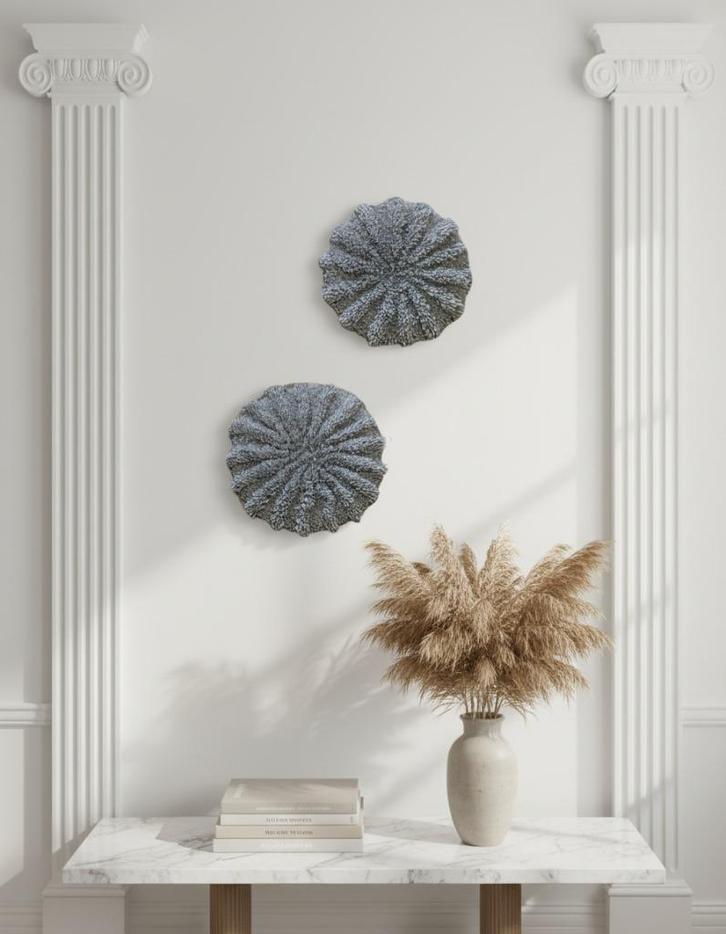 Duurzame textiel kunstwerk - Erosion I and II (18 en 20cm), Huis en Inrichting, Woonaccessoires | Wanddecoraties, Nieuw, Verzenden