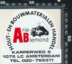 Sticker: Arie Biemond Hout en Bouwmaterialen Handel - Amster, Verzamelen, Verzenden, Zo goed als nieuw, Bedrijf of Vereniging