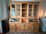 Zeer mooie buffet vitrine kast blank Teak, 200 cm of meer, Ophalen of Verzenden, 25 tot 50 cm, Glas