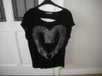 mooi zwart zomer shirt met glitter print vince otto 40/42, Ophalen of Verzenden, Zo goed als nieuw, Zwart
