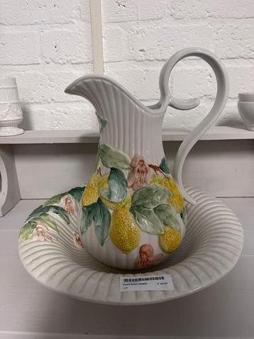 Brocante Frans Barbotine lampetstel beschikbaar voor biedingen