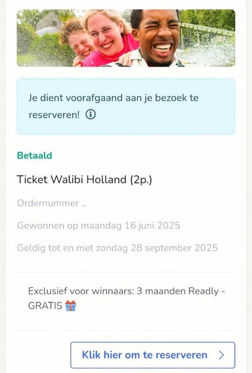 Walibi pret.. Let op! 1 ticket, Tickets en Kaartjes, Recreatie | Pretparken en Attractieparken, Eén persoon, Ticket of Toegangskaart