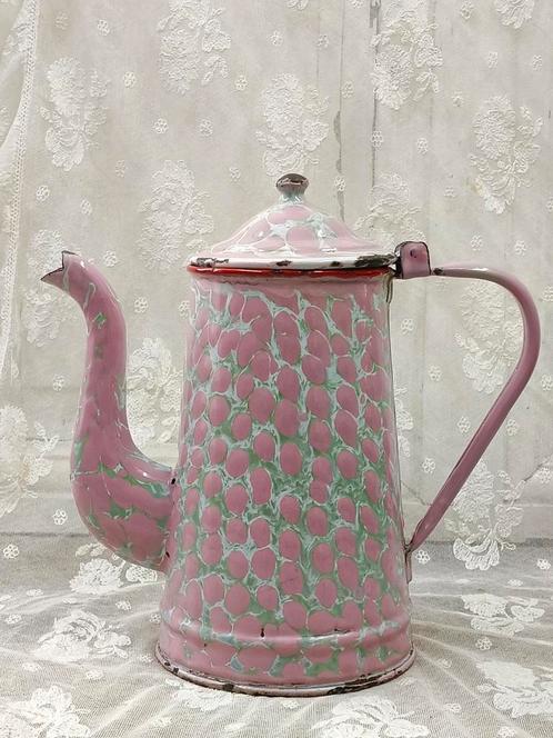 Oud roze emaille koffiepot, Antiek en Kunst, Antiek | Emaille, Ophalen of Verzenden