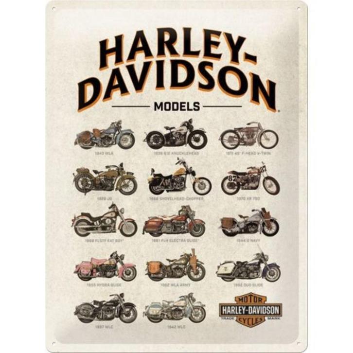 Harley Davidson models motor relief reclamebord van metaal, Verzamelen, Merken en Reclamevoorwerpen, Nieuw, Reclamebord, Verzenden