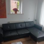 Jysk Hoekbank - Zwart Leer, Huis en Inrichting, Ophalen, Gebruikt, Vierpersoons of meer, Leer