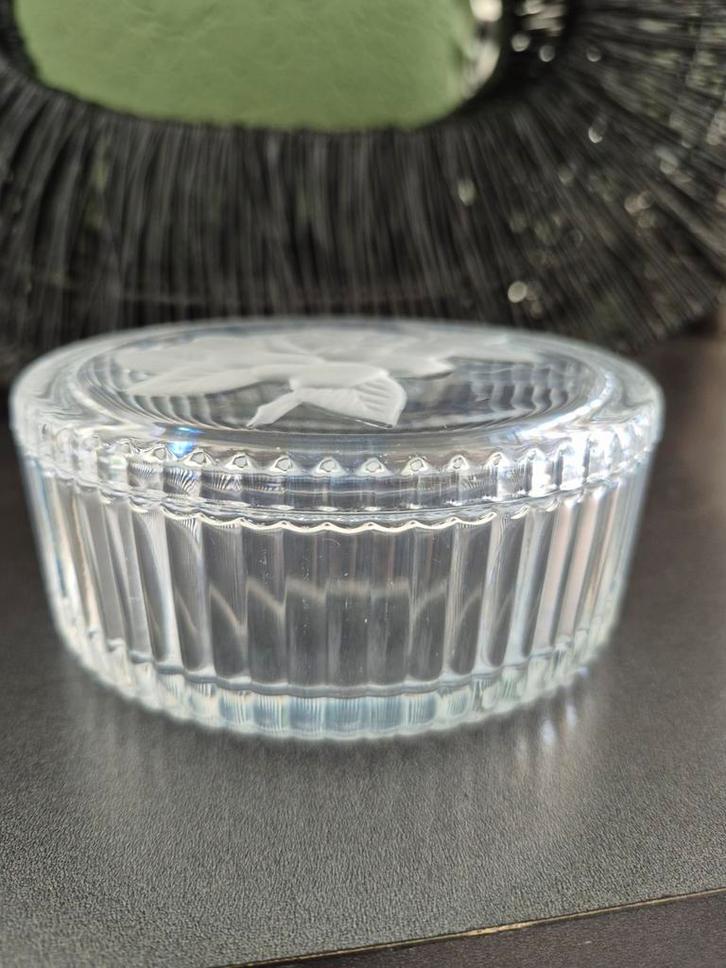 Glazen Schaaltje met Roos Deksel - ZGAN, Antiek en Kunst, Antiek | Glas en Kristal, Ophalen of Verzenden