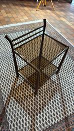 Vintage rookglazen metalen bijzettafel, Huis en Inrichting, Tafels | Bijzettafels, Ophalen, Minder dan 55 cm, Metaal of Aluminium