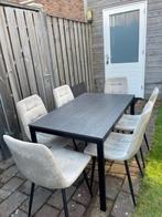 Tafel met 6 stoelen, Huis en Inrichting, Complete eetkamers, Ophalen, Gebruikt, Modern, 4 tot 6 stoelen