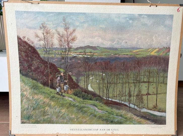 OUDE SCHOOLPLATEN OA:  "IN WOORD EN BEELD" " GRONINGEN" ..., Antiek en Kunst, Curiosa en Brocante, Ophalen of Verzenden