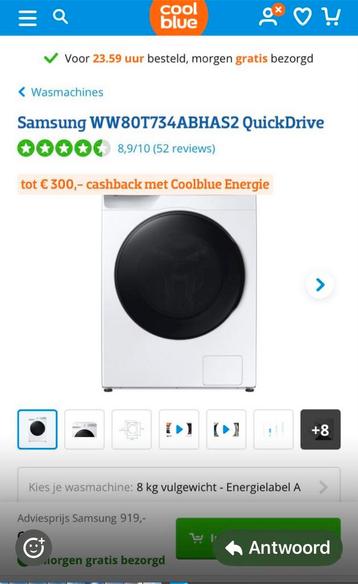 SAMSUNG WASMACHINE QUICK DRIVE 8 kg beschikbaar voor biedingen