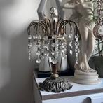 Vintage Kristallen Tafellamp met Bloemvoet, Huis en Inrichting, Lampen | Tafellampen, Ophalen of Verzenden, Hollywood Regency