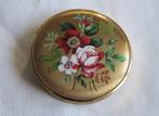 Brocante Engelse poederdoos versierd met bloemen, Antiek en Kunst, Curiosa en Brocante, Ophalen of Verzenden