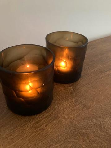 Bombyxx Waxinelichthouders bruin mondgeblazen beschikbaar voor biedingen