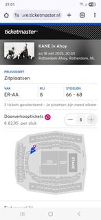 3 kaarten KANE Ahoy 18 okt via ticketmaster, Drie personen of meer, Oktober