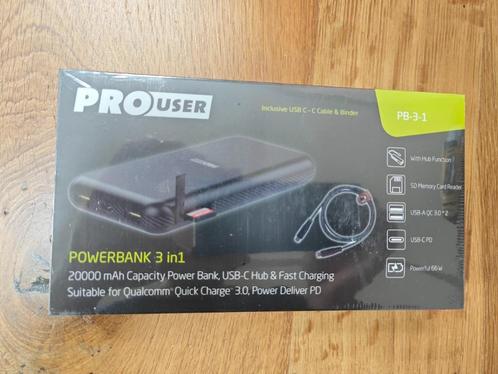 PRO-USER Powerbank met PD-charging, USB-hub en SD-kaartlezer, Telecommunicatie, Powerbanks, Nieuw, Ophalen of Verzenden