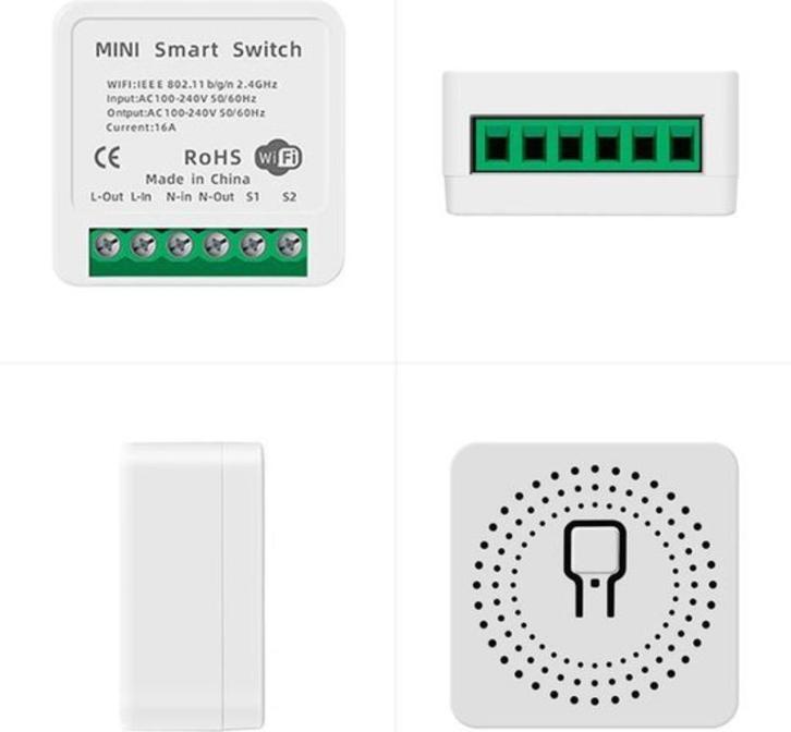 Mini slimme WiFi inbouwschakelaar | Smart Switch | 16A, Doe-het-zelf en Verbouw, Elektra en Kabels, Nieuw, Ophalen of Verzenden