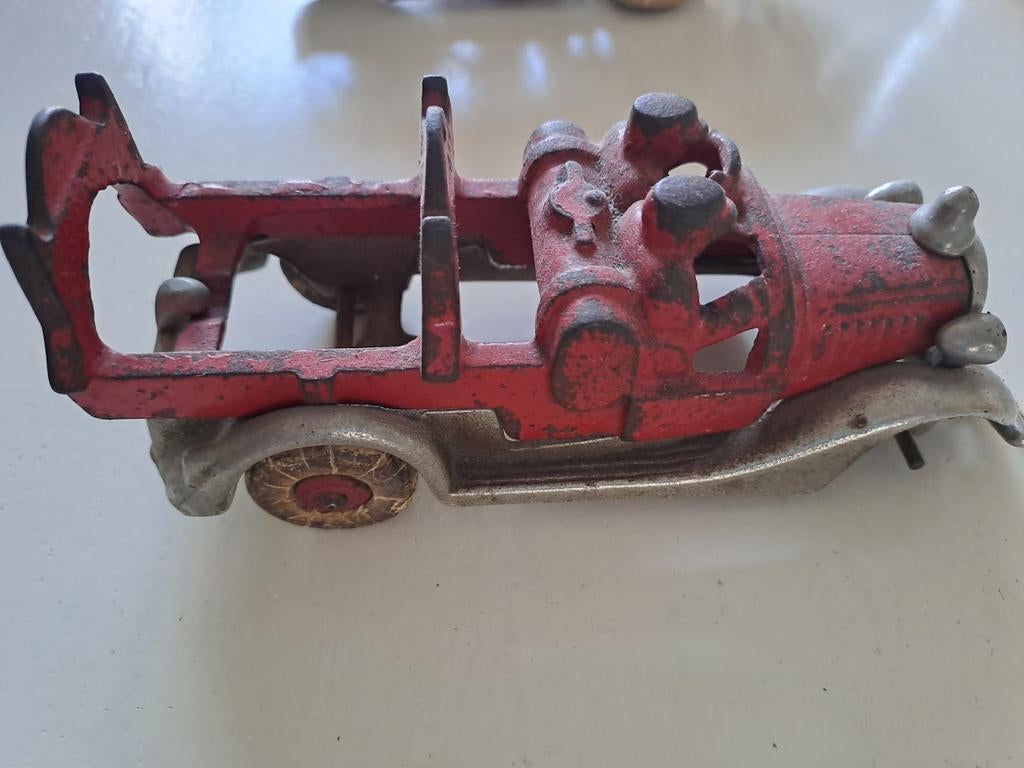 Antieke gietijzeren brandweerauto, Ophalen of Verzenden