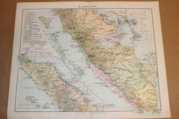 Antieke kaart - Sumatra - Circa 1900 beschikbaar voor biedingen