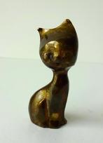 Brons/koper klein beeldje van zittende kat 4217-b, Antiek en Kunst, Kunst | Designobjecten, Ophalen of Verzenden