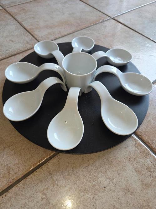 Sauslepel Set met Schaal, Huis en Inrichting, Keuken | Servies, Zo goed als nieuw, Schaal of Schalen, Effen, Porselein, Ophalen of Verzenden