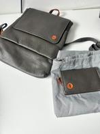 Berba rugtas met portemonnee grijs/cognac  leer, Sieraden, Tassen en Uiterlijk, Tassen | Damestassen, Ophalen of Verzenden, Nieuw