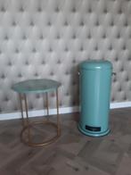 Blauwe prullenbak en tafeltje, Ophalen of Verzenden, Kunststof, Minder dan 50 cm