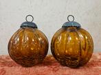 Amberkleurige glazen heksenbol set van 2, Diversen, Kerst, Ophalen of Verzenden, Zo goed als nieuw, Nvt, Nvt