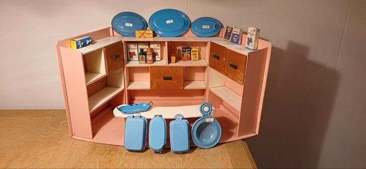 blauw kinderemaille emaille kinderservies blikken speelgoed, Antiek en Kunst, Antiek | Emaille, Ophalen of Verzenden