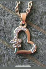 Ketting hart amethist steentjes, Met hanger, Verzenden, Nieuw, Zilver