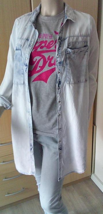 Vero moda lange blauwe gebleekte spijkerblouse maat S beschikbaar voor biedingen