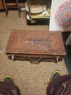 antieke leren hut koffer, 60 tot 70 cm, Gebruikt, Leer, Ophalen of Verzenden