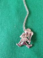 Zilveren ketting met zilveren hanger, clown met ballons, Met hanger, Ophalen of Verzenden, Zo goed als nieuw, Zilver